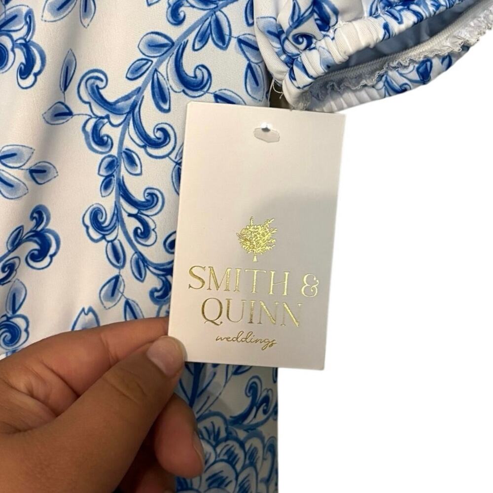 Smith & Quinn NWT Blue White Floral Zinnia Love Elizabeth Maxi Dress Size Large - Picture 5 of 11